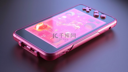 为游戏爱好者提供粉红色调的 3D 渲染手机