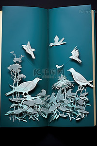鸟背景图片_打开有鸟和蜥蜴的书