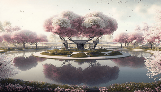 公园樱花主题背景