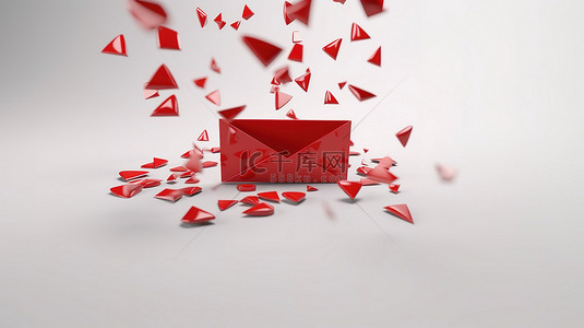 3D渲染中的简约红包图标符号漂浮在白色背景上概念化创意
