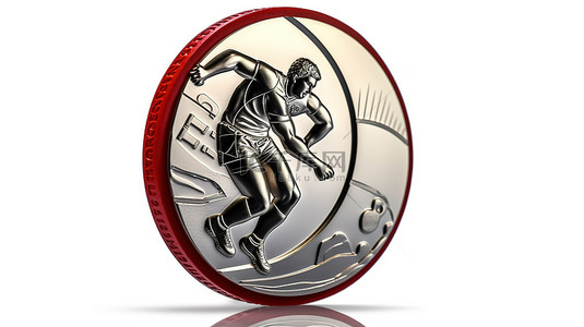 封装在 3D 奖牌硬币内的橄榄球图标