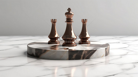 白色大理石上的青铜棋子站完美的网站社交媒体和设计模板图标
