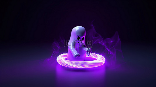 环艺设计展板背景图片_紫色色调的霓虹灯环 3d 幽灵