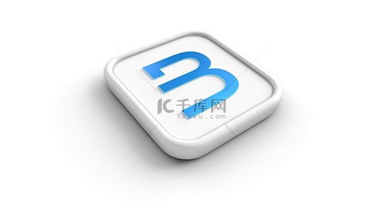 中对话框背景图片_3d 渲染中带有蓝色圆形语音气泡的孤立白色方形按钮图标