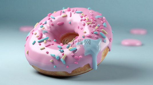 粉饭背景图片_心形甜甜圈与柔和的 3d 糖衣渲染图