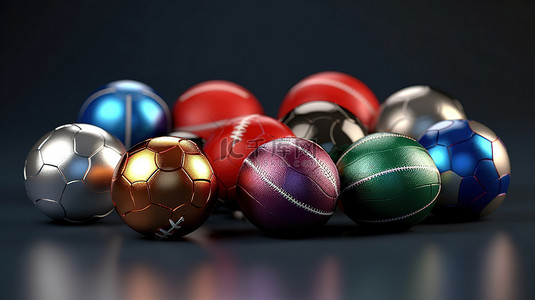 3D 渲染的运动球，带有节日的圣诞气息