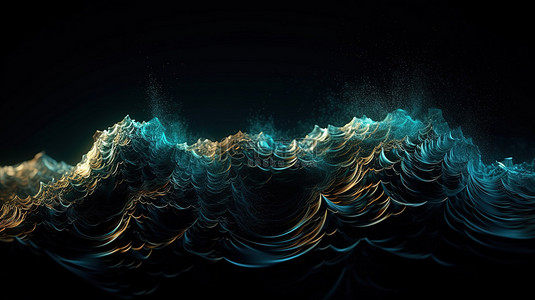 全球移动背景图片_在 3d 渲染背景中流动的抽象波粒子