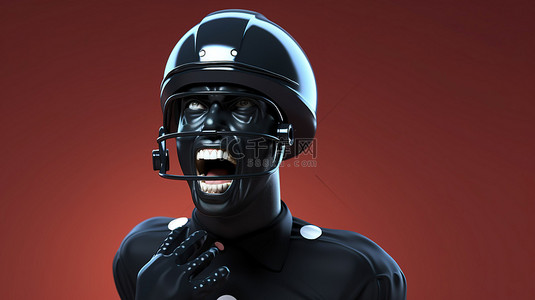 黑人人物背景图片_戴着面具的黑人裁判的有趣 3D 表现