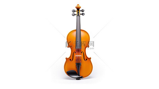 古典交响乐背景图片_3D 渲染中白色背景古典木制小提琴上的空白空间