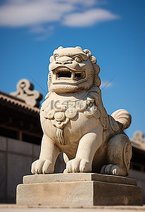 旅行北京背景图片_北京古代皇宫内的狮子雕像