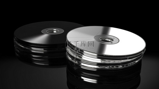 cd4插画背景图片_一组空白黑白 CD 的独立 3D 渲染