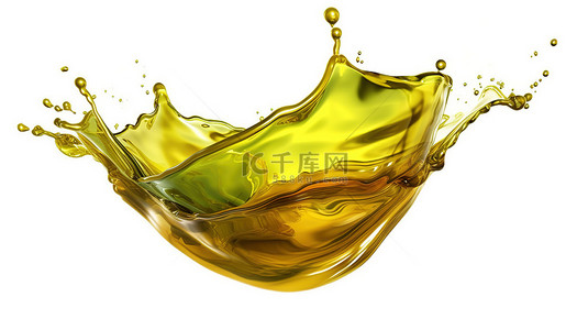水和蜂蜜背景图片_溅橄榄油或机油和化妆品血清液体隔离在白色 3D 插图与剪切路径