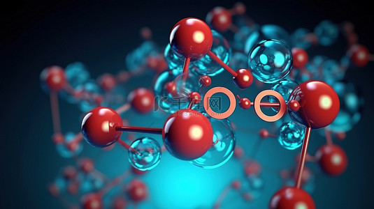 蓝色结合背景图片_结合氧和原子的 o3 臭氧分子的 3d 渲染
