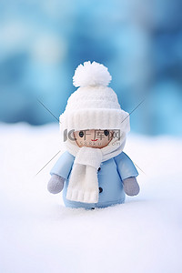 小雪人背景图片_一个穿着冬季夹克的小雪人