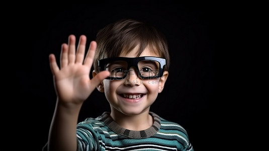年轻人戴着 3D 电影眼镜，从紧握的双手中偷看时，脸上露出傻乎乎的表情