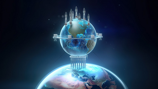疫苗注射背景图片_概念 3D 渲染地球穹顶下的疫苗接种