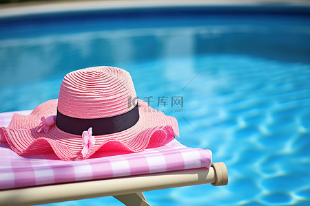 帽子搁在日光浴躺椅上