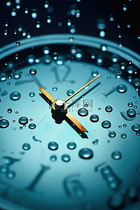 时钟特写背景图片_有水滴的白色时钟