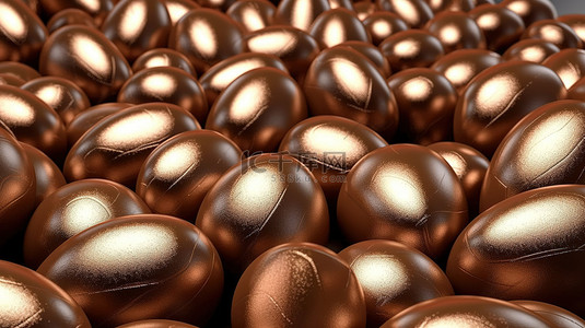 巧克力糖果背景图片_3d 渲染的复活节巧克力蛋背景