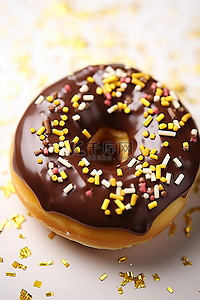 巧克力食物背景图片_带有大量糖粉和巧克力的甜甜圈的图像