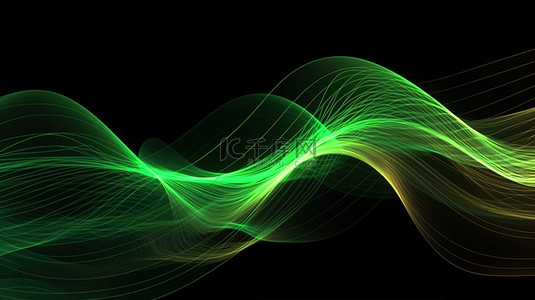 孤立背景下 3d 抽象运动和振动的绿色流动波