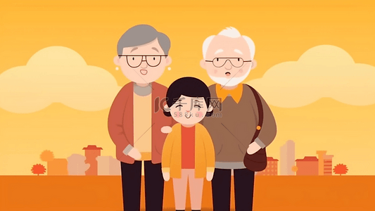 幸福家庭老人背景图片_祖父母日家人暖色温馨背景
