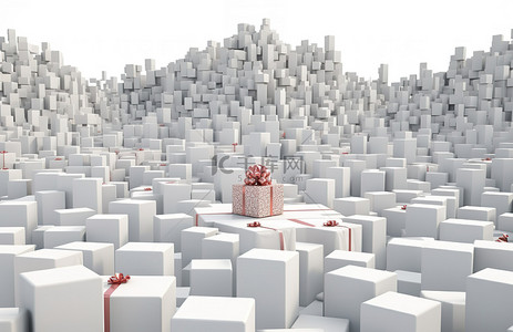 盒子盒背景图片_圣诞礼物，里面有白色盒子包围的礼物