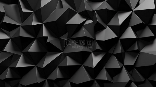 墙背景图片_具有黑色几何形状的低聚墙的 3D 渲染