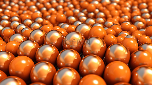 水平抽象背景的 3D 渲染，具有充满活力的橙色球体，用于创意设计