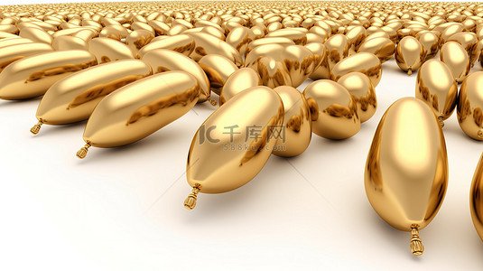 3d 插图中的金色气球庆祝 100 孤立在白色