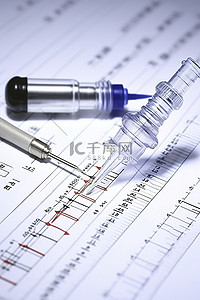 注射器背景图片_系统和注射器在纸上与医疗纸