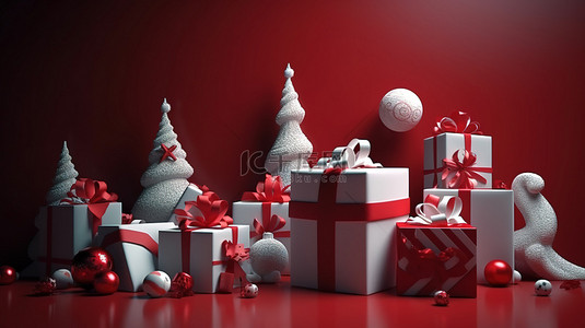 庆祝欢乐背景图片_节日 3D 渲染庆祝欢乐的圣诞节和新年