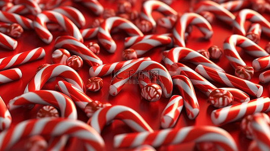 圣诞节糖果背景图片_3d 渲染的圣诞糖果手杖横幅背景