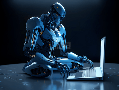 机器人使用计算机数据处理广告背景