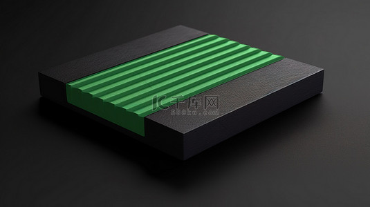 带有黑色和绿色 3D 等距板的橡皮擦