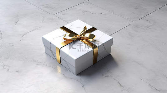 白色盒子覆盖的金色礼盒模型包装在混凝土地板上，以 3D 渲染