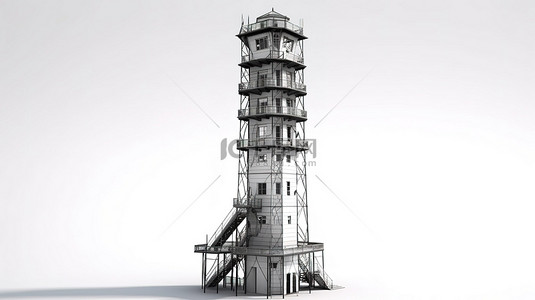 金风车背景图片_干净的白色背景下 3D 世界中的塔楼