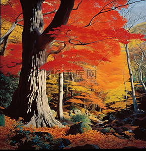 枫叶山背景图片_新濑山森林高圆寺川的秋天
