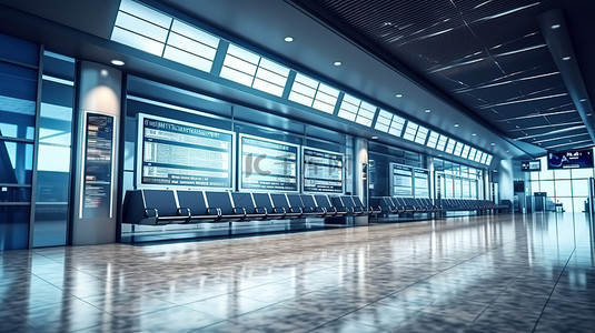 飞机商务舱背景图片_航站楼机场商务舱招牌的 3D 可视化