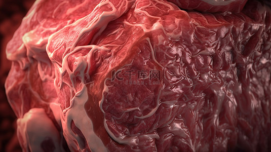 1 实验室培养的牛肌肉组织片段的 3D 插图