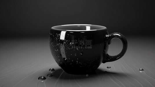 经典黑色杯子的 3d 渲染