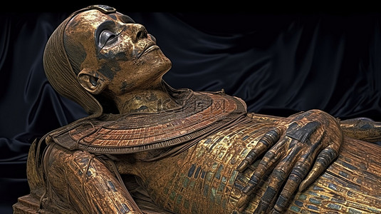 考古国潮背景图片_古埃及木乃伊的 3D 渲染描绘