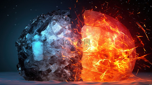 闪闪发光的 3D 火与冰图像
