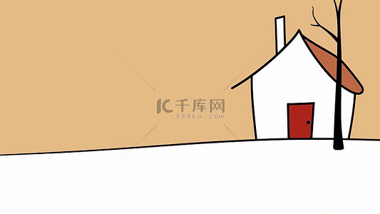 插画原创背景图片_卡通房子简笔画插画