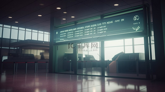 以 3D 呈现的机场航站楼商务舱招牌的插图