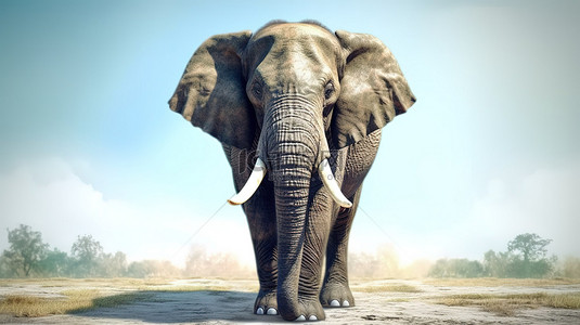 小尾巴背景图片_3D 艺术描绘的巨大亚洲象