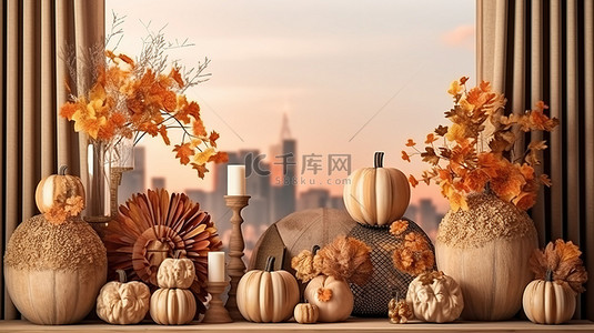 辉煌的历程背景图片_秋天的辉煌 秋天装饰的 3d 渲染