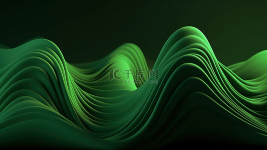 3d 渲染中的绿色渐变抽象波背景