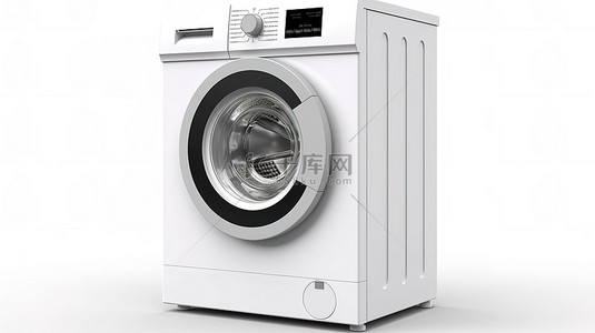 洗衣背景背景图片_白色背景洗衣机 3d 渲染隔离