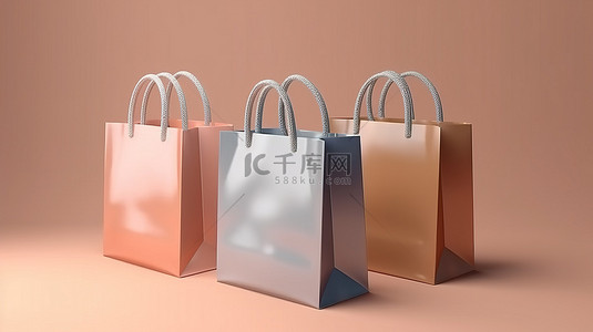 产品购物袋背景图片_购物袋样机的 3d 渲染